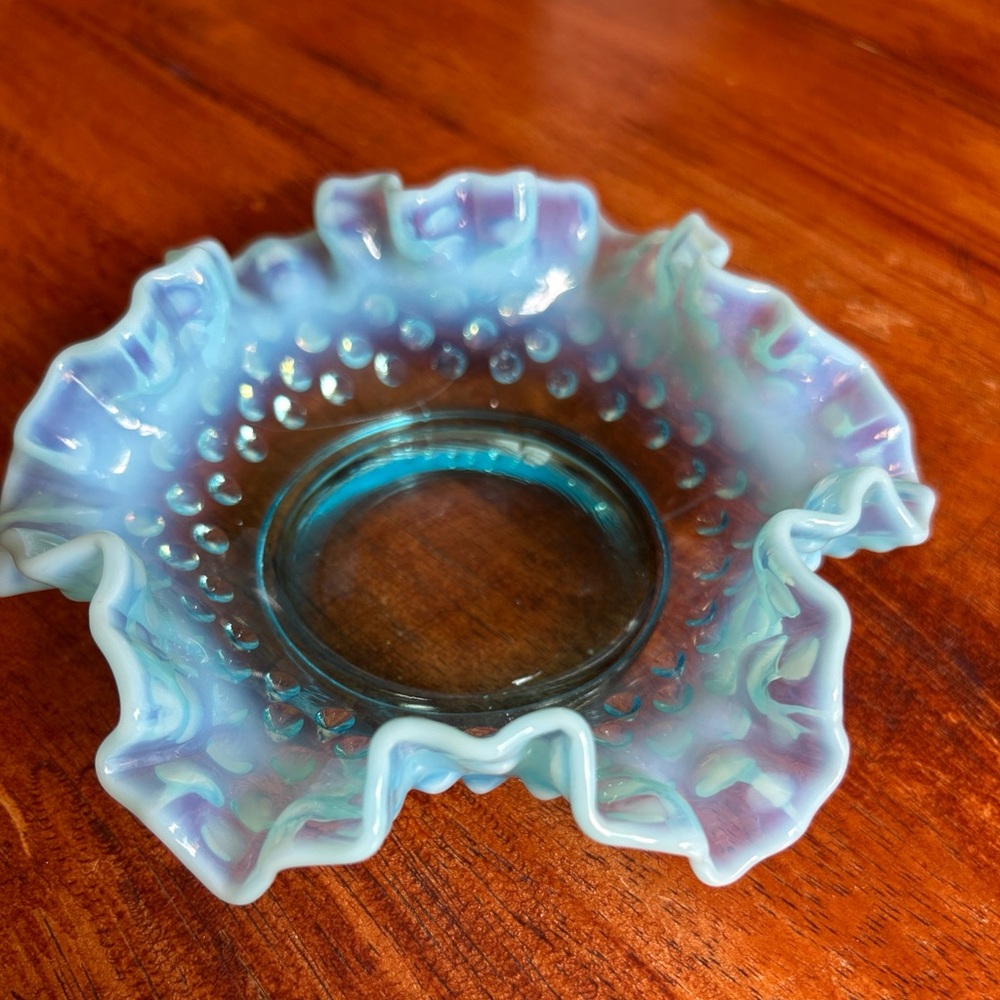 Fenton Blue Opalescent Hobnail Bowl